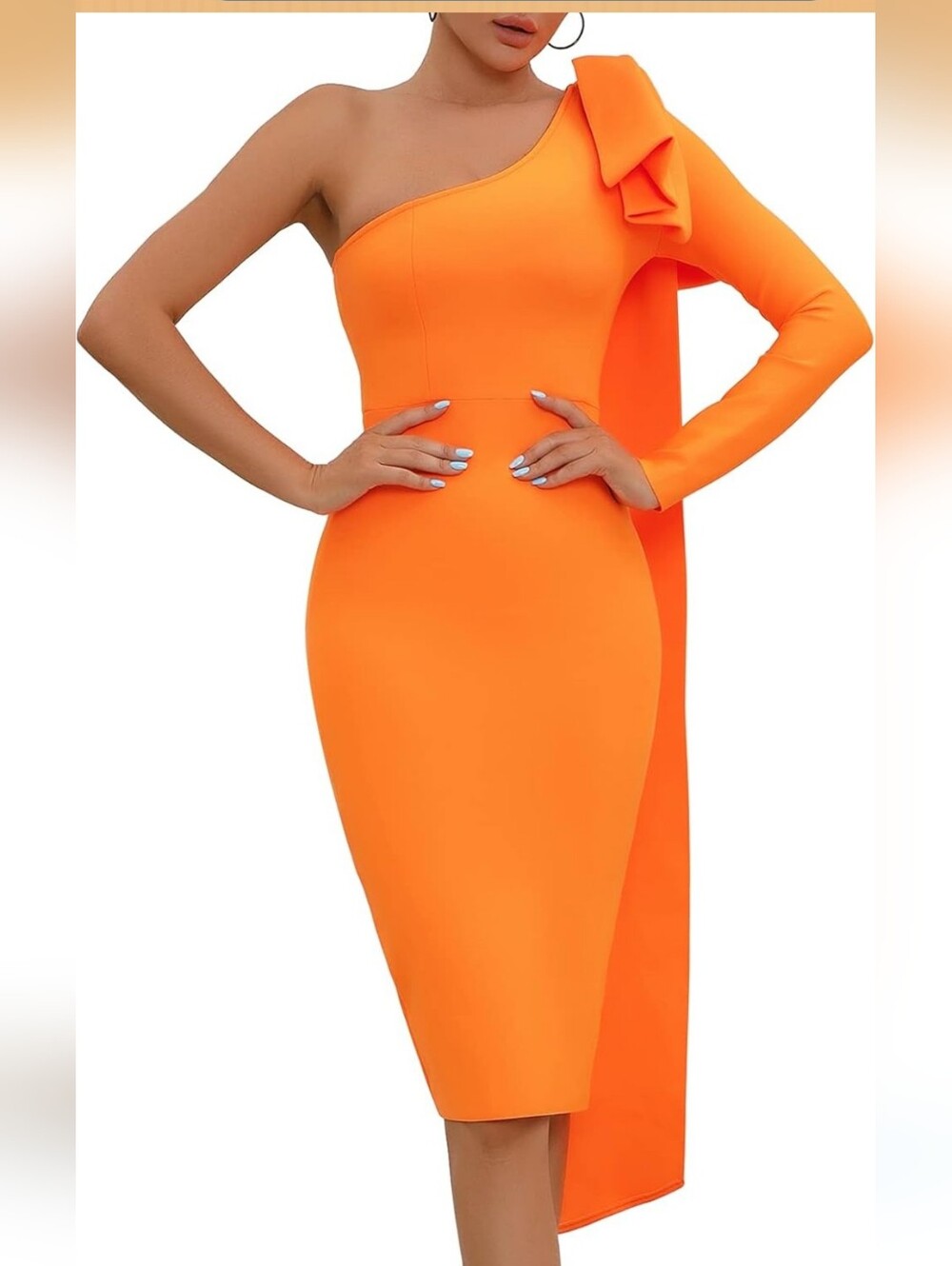 Women's One Shoulder Sleeveless Bowknot Bodycon Club Party Bandage Dress